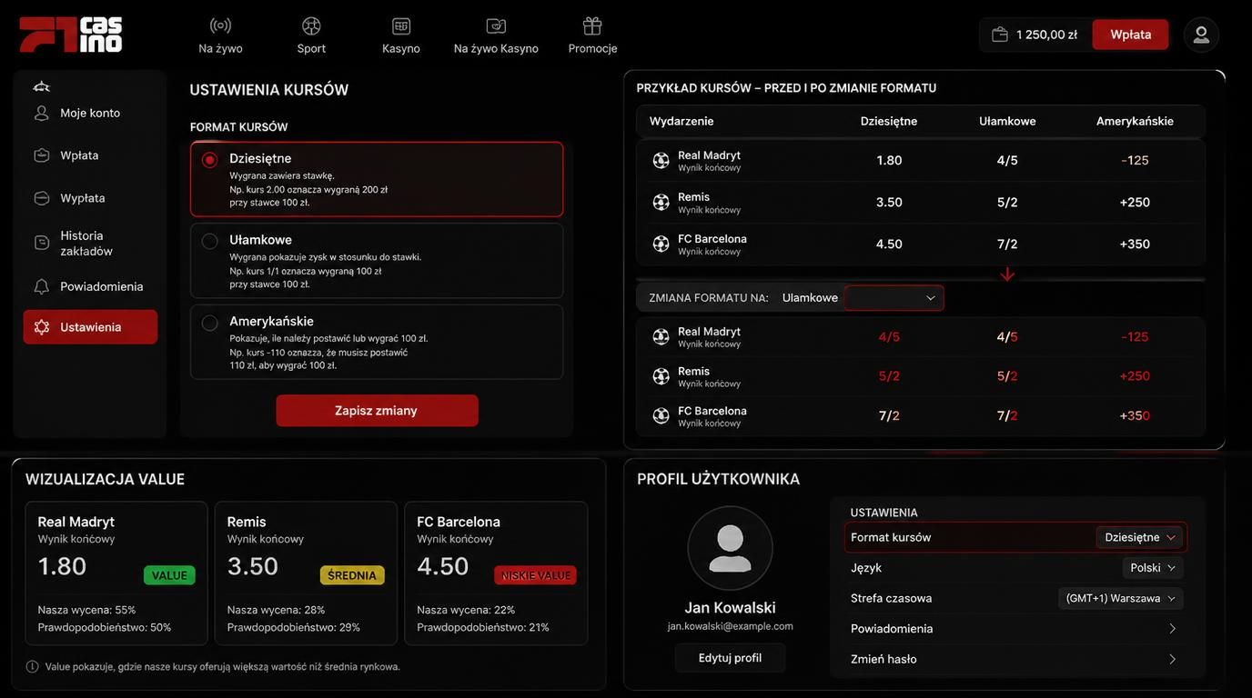  zmiana formatu kursów w ustawieniach interfejsu 